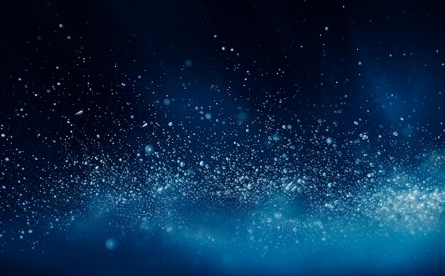 water and ice particles background on blue background