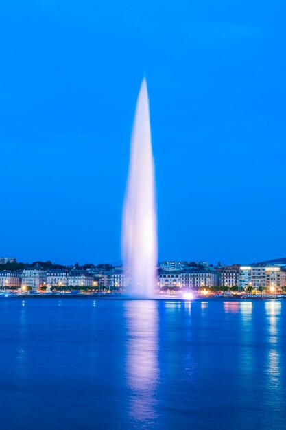 Water jet fountain in Geneva