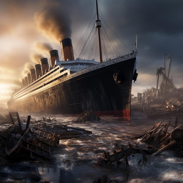 Water king titanic ship breaking image Generative AI