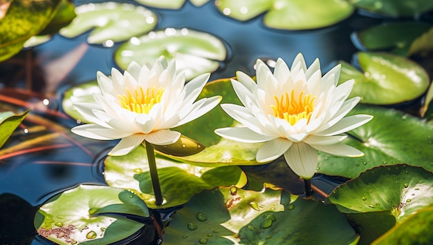 Water Lilies on a Peaceful Pond