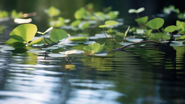 Photo water lilies reflecting in still water