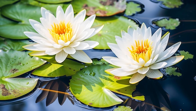 Water Lilies in a Tranquil Pond