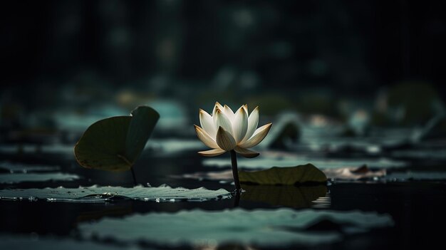 A water lily in the dark