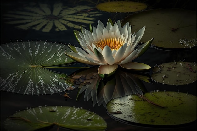 Water lily digital illustration artwork nature flowers gardens