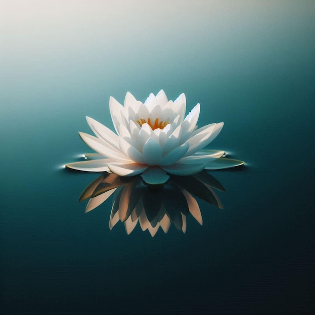 a water lily is floating in the water with a reflection of the sun on the water