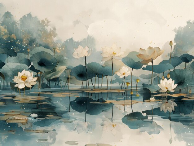 Photo water lily painting