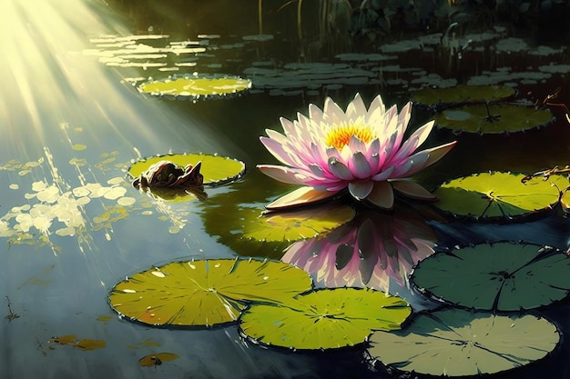 water lily in the pond