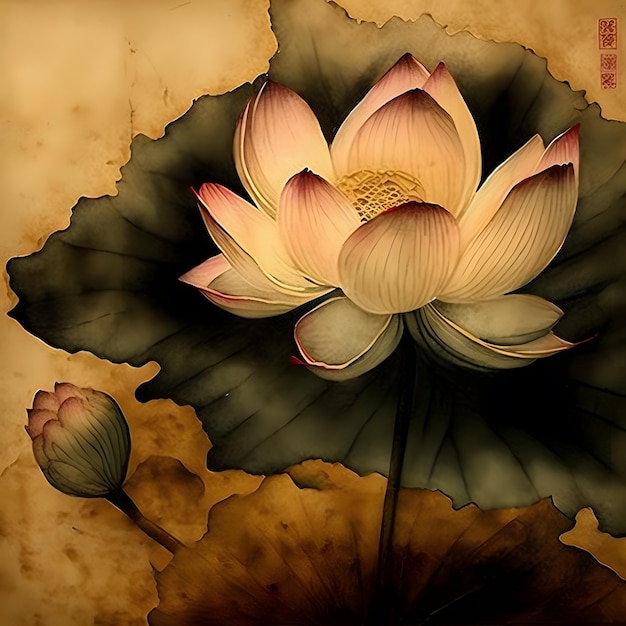 A water lily with a flower in the middle.