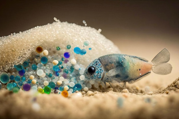 Water pollution microplastics and macro photography