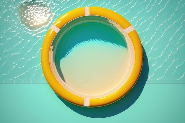 Water pool summer background with yellow pool float ring AI Generation