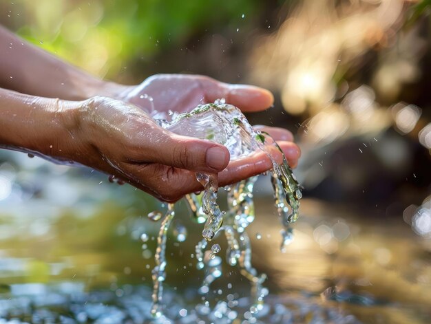 Photo water preservation imagery of clean water sources and conservation efforts