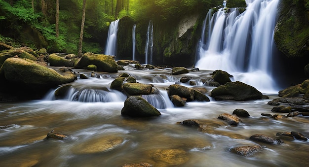 The water of the shower is flowing in both directions