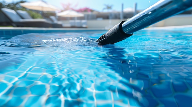 Photo a water slide is being splashed by a swimming pool