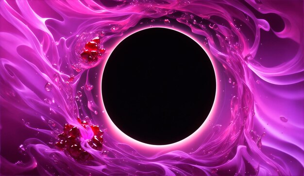 Water splash dew with black hole background banner