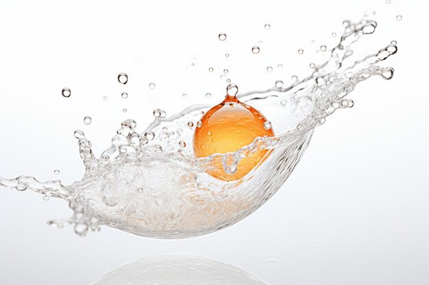 Photo water splash on fresh orange with leaves isolated on orange background