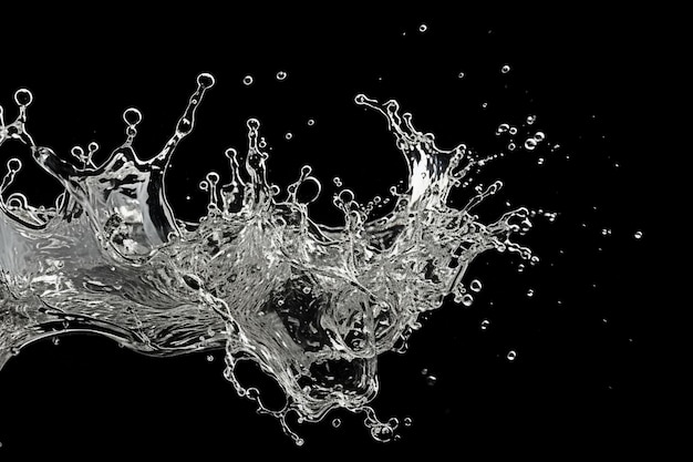 water splash splatter isolated on black background and copy space