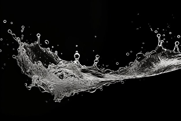 water splash splatter isolated on black background and copy space