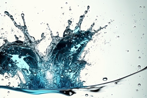 Water splash with beautiful drops flying away Liquid motion background Generated AI