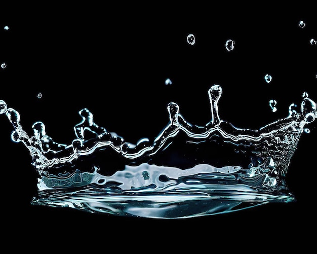 A water splash with a black background and a blue filter.