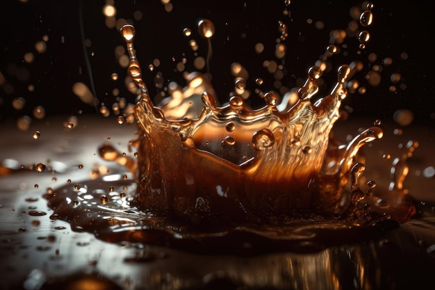 A water splash with the word coffee on it