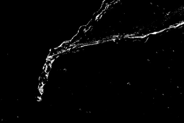 Water splashes isolated on black background white jets with drops