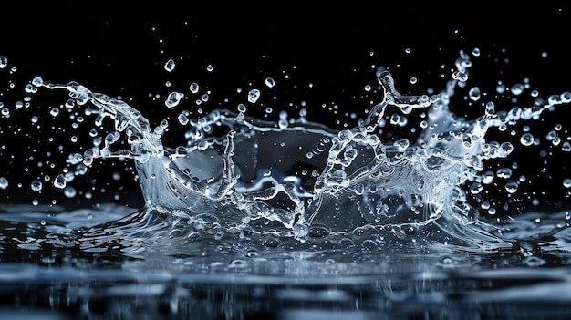 Water splashing on black background