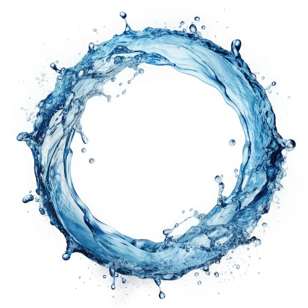 Water Splashing in a Circle on a White Background Generative AI