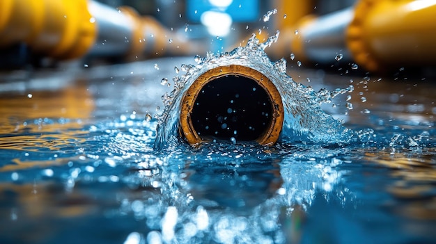 Photo water splashing from a pipe