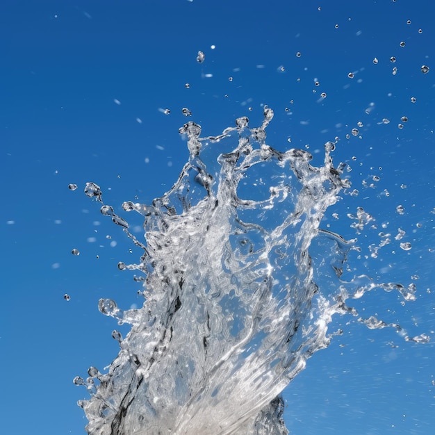 A water splashing into a blue sky