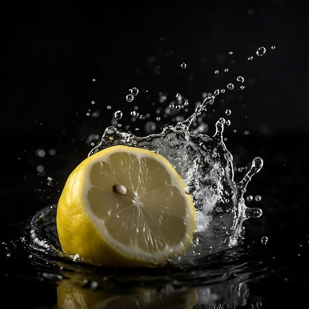 Water splashing on Lemon Fresh Lemon