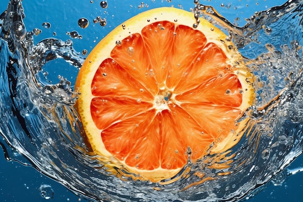 Water splashing onto orange slices