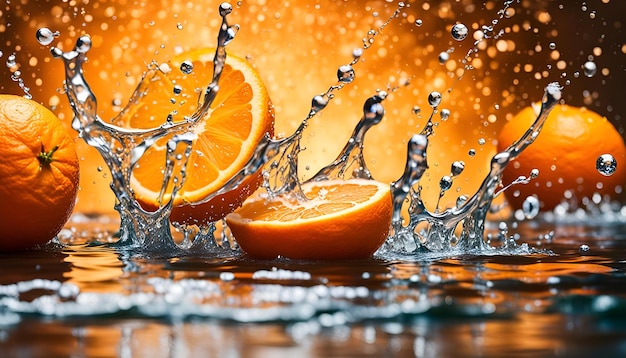 Water splashing on orange