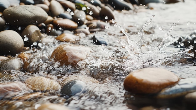 Water Splashing on Pebbles