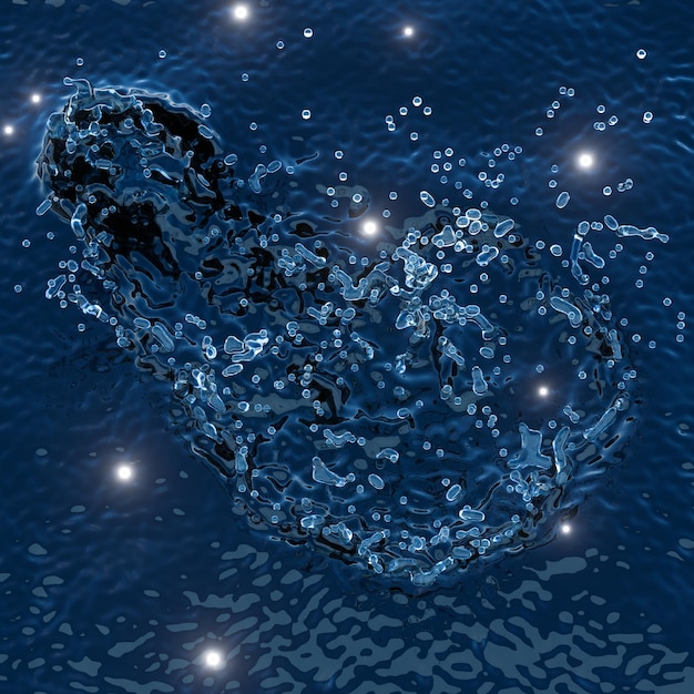 Water surface with splashing water 3d rendering