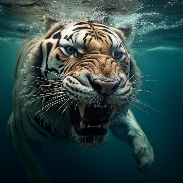 A under water tiger whale