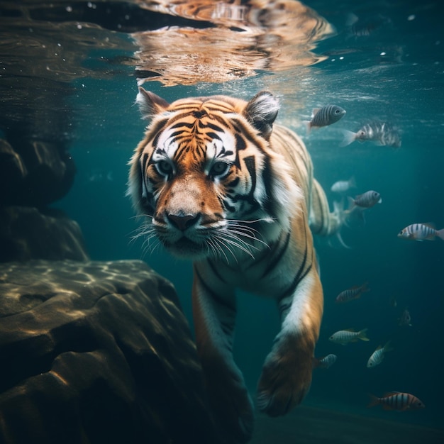 A under water tiger whale