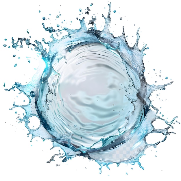 water wave splash of transparent blue flow on white background