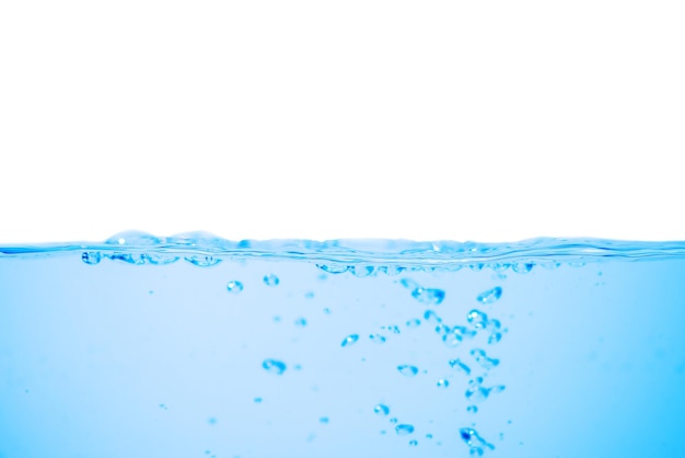 Water wave with bubbles on a white