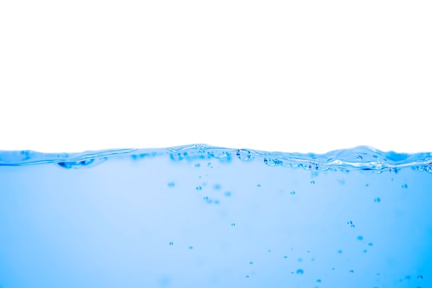 Water wave with bubbles on a white