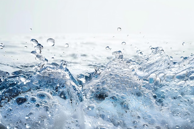 Water waves with bubbles on a white background a clean and simple design