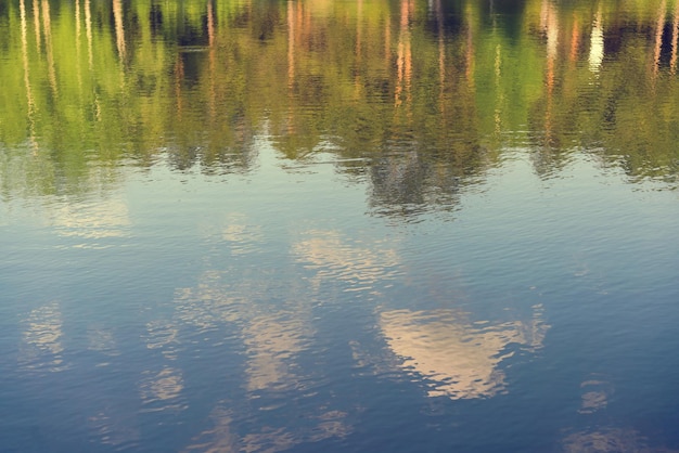 Water with the reflection of trees and sky