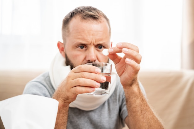 Water With Soluble Tablet For An Ill Patient