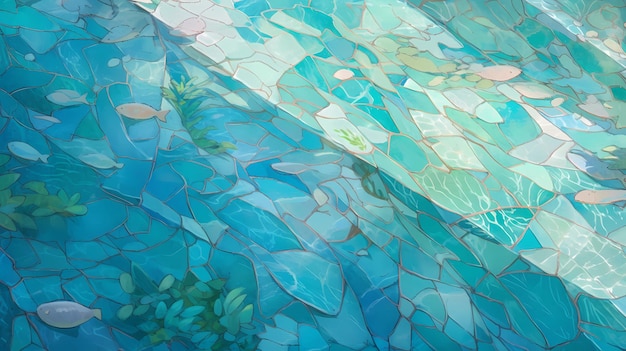 The water world of cool blues and greens digital art illustration