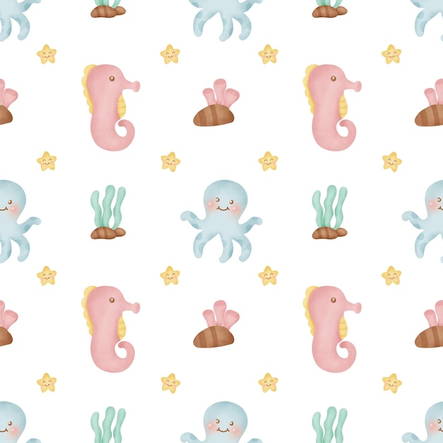 Under water world seamless pattern