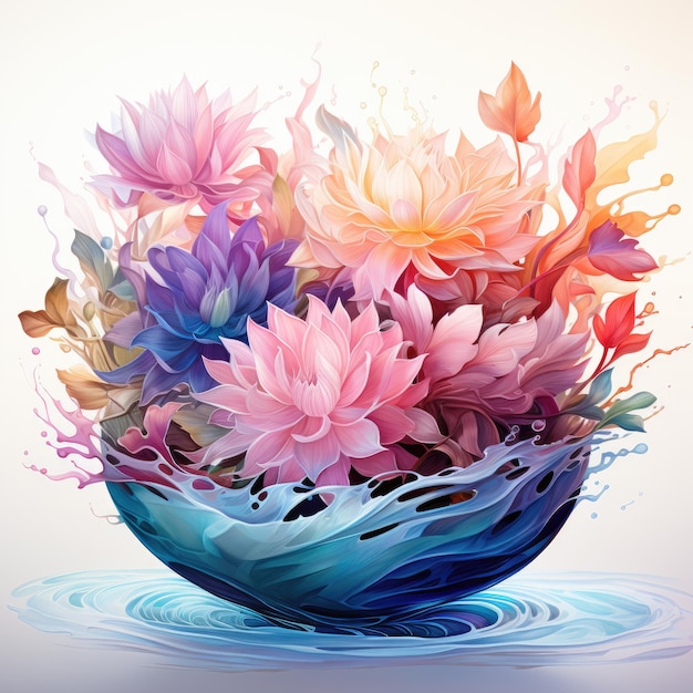 Waterco Bowl Of Beauty White Background illustration Generative Ai