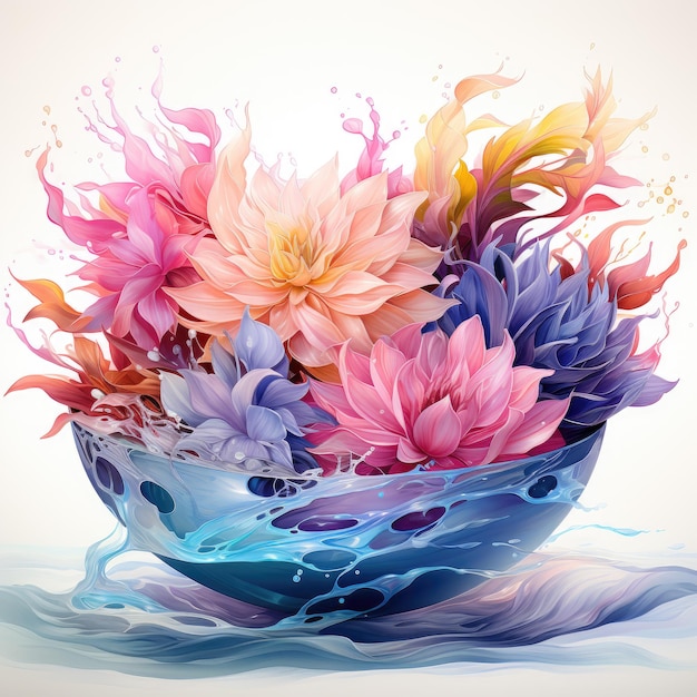 Waterco Bowl Of Beauty White Background illustration Generative Ai