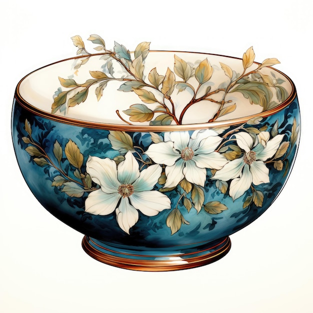 Waterco Bowl Of Beauty White Background illustration Generative Ai