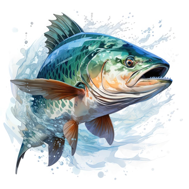 Waterco Hook Line Sinker Expeditions white background illustration Generative Ai