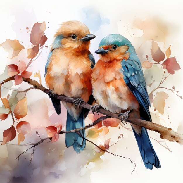 Waterco Lovebirds Hanging Ornament white background illustration Generative Ai