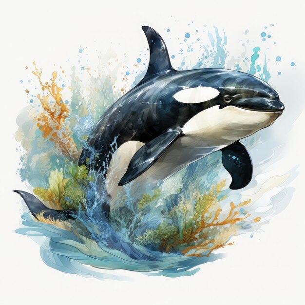 Waterco Orca Clipart illustration Generative Ai